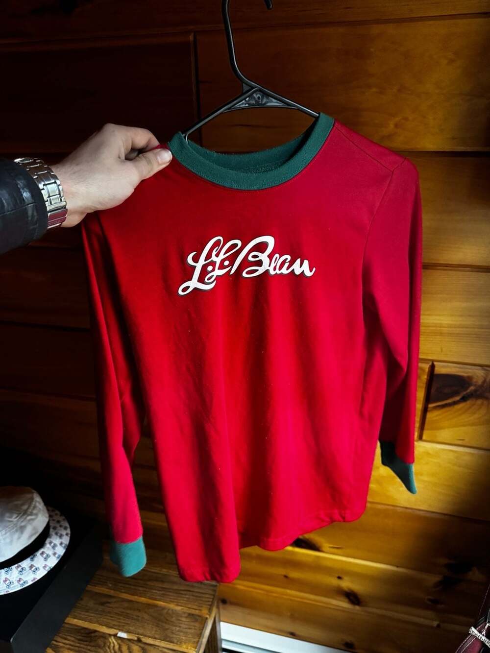 L.L.Bean Kids Red Long Sleeve Graphic T-Shirt Size L